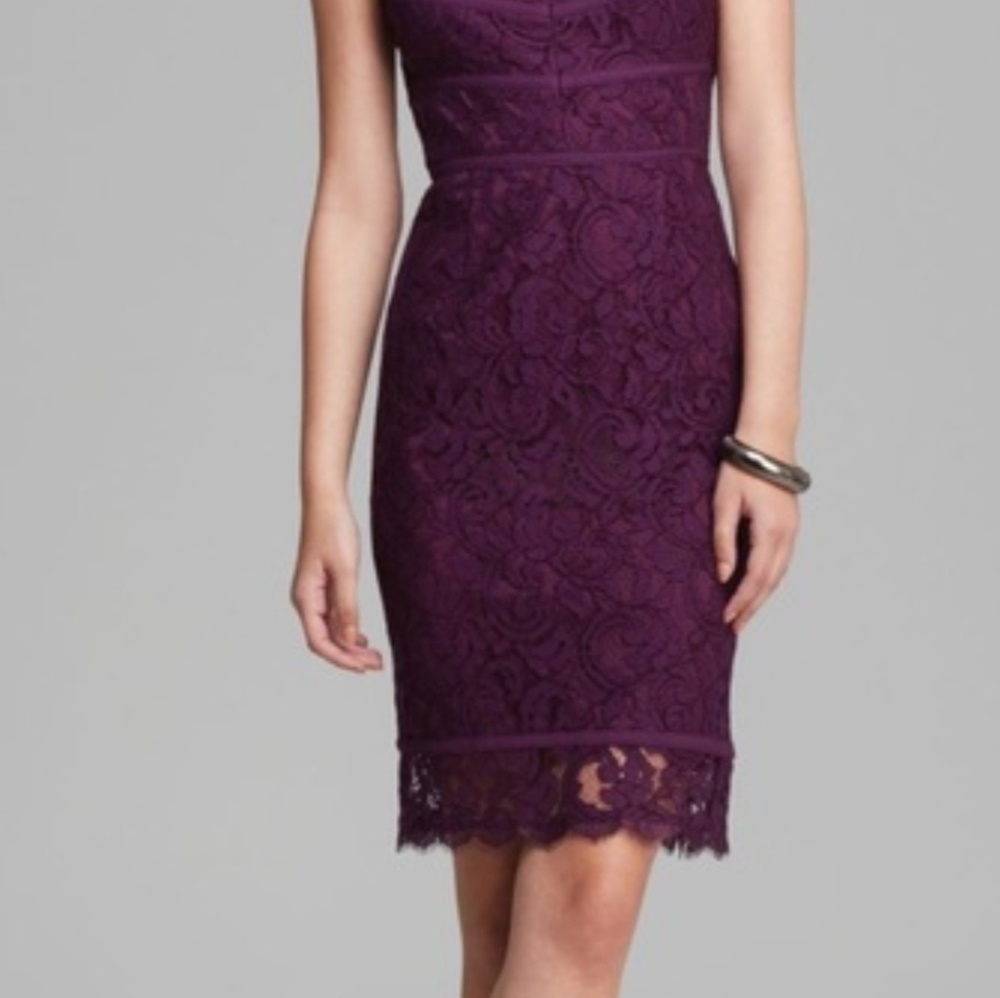 Adrianna Papell Purple lace cocktail dress